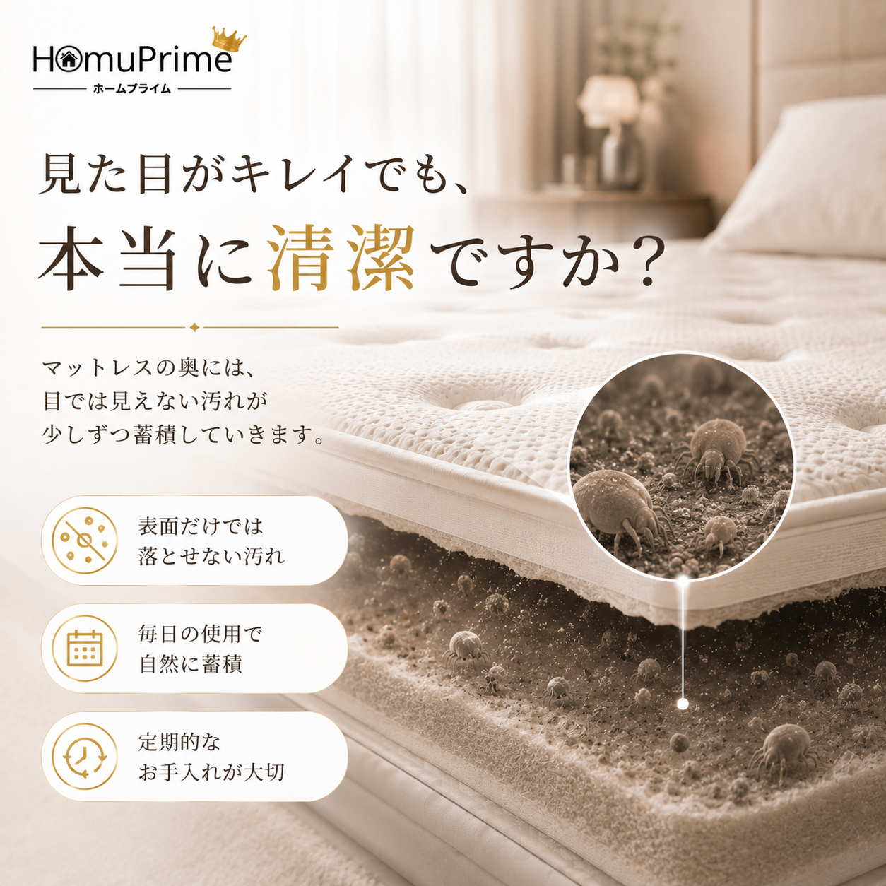 PureNest™ - 見えない汚れまで吸い取り、家族の眠りをもっと清潔に